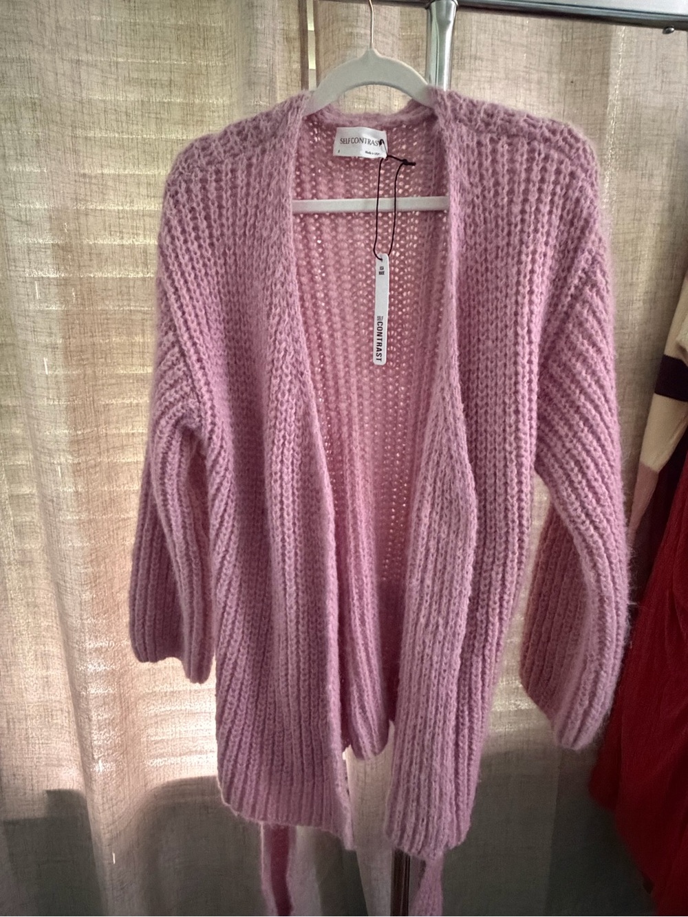 Women's Open-Front Chunky Pink Cardigan